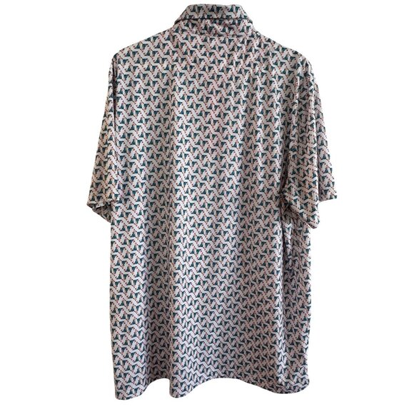 Grunk Dolfer Polo Shirt Mens Large Polyester Spandex Multicolor Geometric Short - Picture 2 of 6